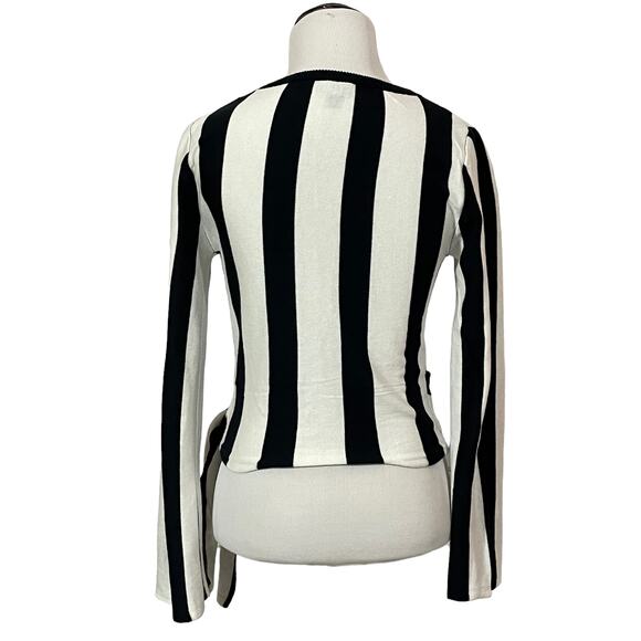 Topshop Striped Side Tie Knit Top - Navy/White - US 2 - Picture 2 of 14